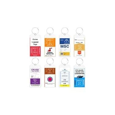 Imagem de NTONPOWER Pacote com 8 etiquetas de bagagem de cruzeiro, suporte de etiquetas de bagagem de navio de cruzeiro para carnaval, NCL, princesa, navios de cruzeiro MSC, etiquetas de bagagem de plástico com