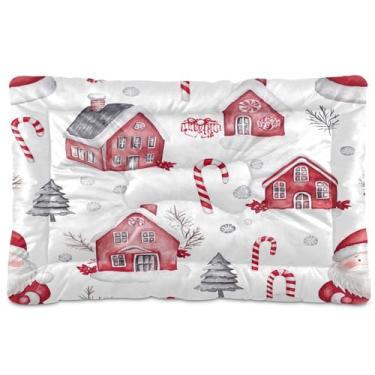Imagem de SEHANY Cama de Natal para cães de Papai Noel, cama de gato com fundo antiderrapante, cama de canil, colchão macio para animais de estimação, lavável para cães pequenos, médios e grandes, gatos, 91 x