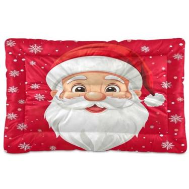Imagem de SEHANY Cama de Natal para cães de Papai Noel, cama de gato com fundo antiderrapante, cama de canil, colchão macio para animais de estimação, lavável para cães pequenos, médios e grandes, gatos, 45,7 x