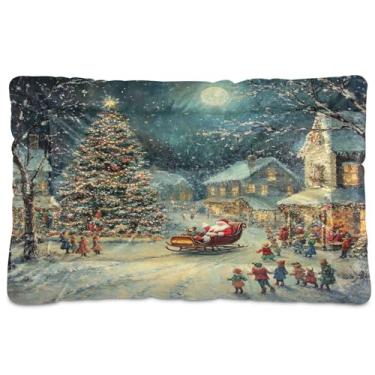 Imagem de SEHANY Cama de Natal para cães de Papai Noel, cama de gato com fundo antiderrapante, cama de canil, colchão macio para animais de estimação, lavável para cães pequenos, médios e grandes, gatos, 91 x