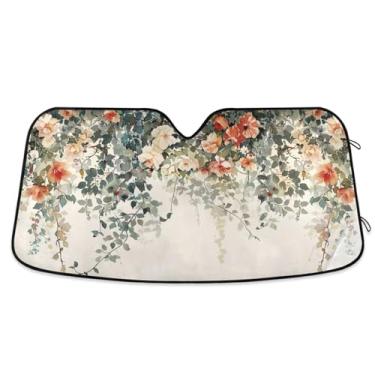 Imagem de ATTX Para-brisa de carro Wildflower 134.6 cm x 59.7 cm Protetor solar universal com proteção UV, persiana de janela frontal automática dobrável para caminhões Sedans SUVs #498