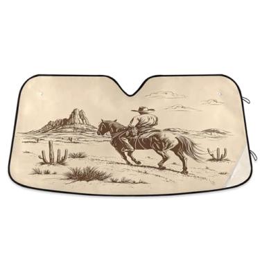 Imagem de ATTX Desert Cowboy Para-brisa Carro Para-brisa 144.8 cm x 80.0 cm Escudo Solar Universal com Proteção UV, Persiana de Janela Frontal Auto Dobrável para Sedans SUVs Caminhões #853