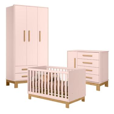 Imagem de Conjunto Quarto Infantil Posadas Rosa Acetinado