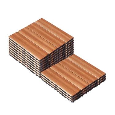 Imagem de Pacote de 11 azulejos de madeira de lei, telhas de deck de madeira carbonizada ao ar livre sistema de intertravamento cortável sistema de drenagem antiderrapante pátio varanda terraço telha 1m² A