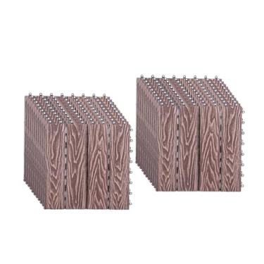 Imagem de Azulejos de deck interligados, azulejos de piso de pátio composto WPC com sistema de clique função de drenagem para varanda piscina varanda quintal área de jogo deck todos os climas uso 1 ㎡ A3 22