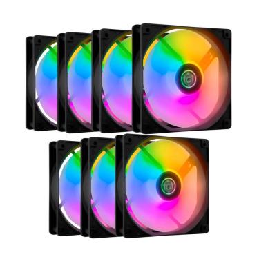 Imagem de Kit 7 Fans TGT Striker Rainbow 120mm - TGT-STK6-BLRBW