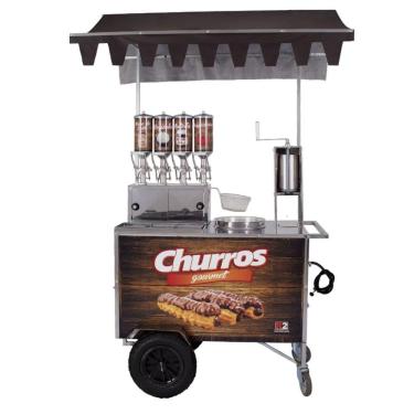 Imagem de Carrinho de Churros Gourmet R2 4 Doceiras e Masseira Fuso Inox R0079