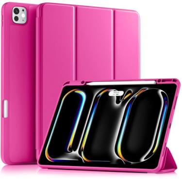 Imagem de Akkerds Capa compatível com iPad Pro de 13 polegadas (M5/M4) 2025/2024, para iPad 13 Pro com suporte para lápis, capa protetora fina com três dobras com parte traseira de TPU macio, despertar/hibernar