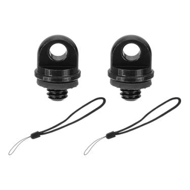 Imagem de PATIKIL Suporte de parafuso de alça de pescoço para câmera com alça de pulso 1/10.2 cm, 2 peças de parafuso de fixação de câmera de liga de alumínio para tripé de alça de pulso DSLR, preto