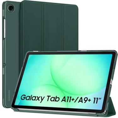 Imagem de MoKo Capa para Galaxy Tab A11+ Plus/A9+ 28 cm 2025/2023, capa protetora inteligente de suporte fino com capa traseira translúcida de policarbonato rígido para tablet Galaxy Tab A11+/A9 Plus, despertar