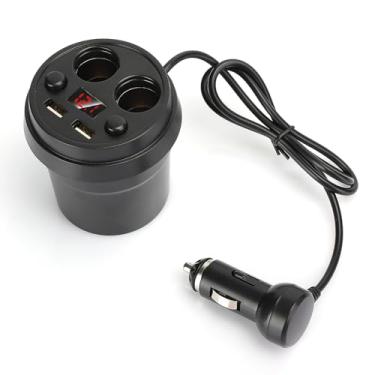 Imagem de Generic Carregador de Carro Com Copo USB Duplo Com Isqueiro Multifuncional Com Fio para Telefone Tablet PC, Monitoramento de Tensão Em Tempo Real para Modelos Universais
