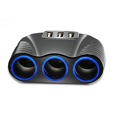 Imagem de Divisor de Tomada Carro 12-24V 3 Vias com Portas USB Adaptador Energia Carregador para Veículos Smartphone Tablet PC MP3 MP4 Câmera Digital DVR GPS Aspirador Pó Geladeira