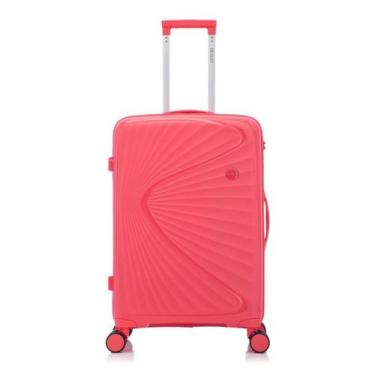Imagem de Mala Denlex Média 4 Rodas Giro 360 Polipropileno 66cm Rosa