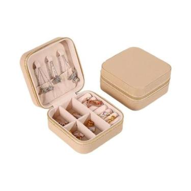 Imagem de Caixa De Armazenamento De Joias Mini Portátil Para Mulheres Em Couro P