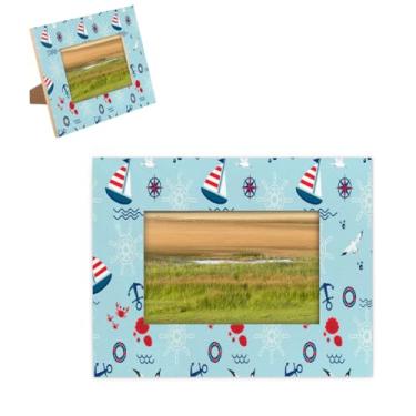 Imagem de hongjinglin Molduras de madeira com estampa de âncora de veleiro de 12,7 x 17,8 cm com tapete para parede e mesa, para decoração de casa e amigos da família, ideias de presente de casamento