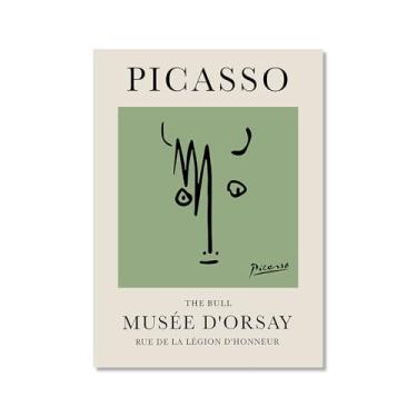 Imagem de Impressão em tela verde sálvia Pablo Picasso animais esboço arte de parede gato cão pássaro cavalo impressão linha abstrata desenho pôsteres para quarto casa escritório decoração (SKU11,30.5x45.7 cm =