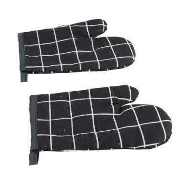 Imagem de lyrlody Luvas Resistente Ao Calor Com Forro de Algodão para Forno, para Assar, Cozinhar e Servir Pratos (Preto)