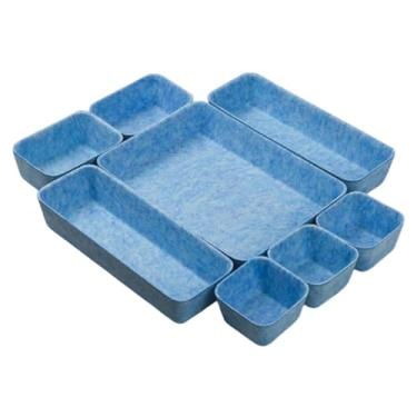 Imagem de WeiLaiKeQi Bandeja Organizadora de Gaveta em Feltro, Divisória de Gaveta, Cesto Organizador Multiuso para Armários, Prateleiras, Penteadeira, Maquiagem e Artigos, Azul