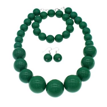 Imagem de We We Conjunto de colar de pérolas grossas para mulheres, grande, grande, colar e brincos de pérolas falsas, conjunto de joias de fantasia dos anos 20, festa de formatura, Zinco, Sem Pedra Preciosa