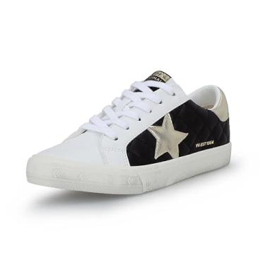 Imagem de Vintage Havana Grande Tênis feminino moderno | Star Tennis Tênis feminino | Cano baixo sem cadarço | Caminhada Confortável Casual, Multi acolchoado preto/branco, 41