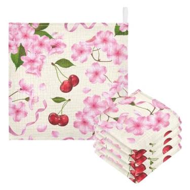 Imagem de Kigai Toalhas de banho Cherry Baby, 5 peças de toalha absorvente ultra macia, toalha de rosto de banho para recém-nascido, lenços de bebê reutilizáveis naturais para pele sensível, lista do bebê como