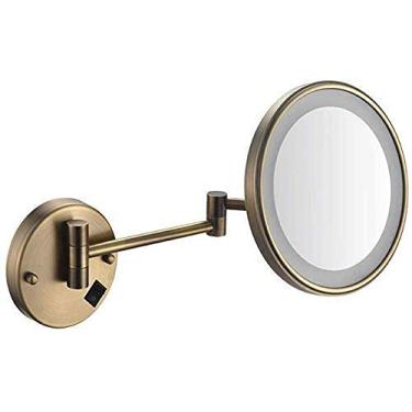 Imagem de LMJYU Espelho de maquiagem, espelho de barbear de banheiro montado na parede, ampliação de 3x espelho redondo de um lado espelho de penteadeira espelhos de mesa