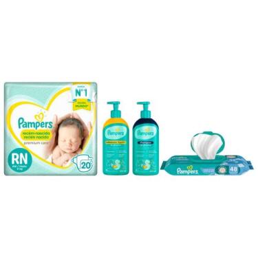 Imagem de Kit Fralda Pampers Premium 20 Unidades + Lenços - Umedecidos + Sabonet