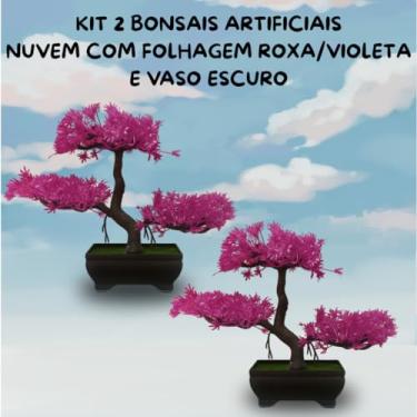 Imagem de Genérico, Kit 2 Bonsais Nuvem Roxo Artificial – Elegância Oriental em Vasos Escuros Beleza Zen