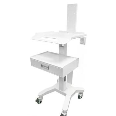 Imagem de Carrinho de trabalho para laptop médico com rodas, carrinho de laboratório com rodinhas de altura ajustável com suporte de scanner – mesa de computador móvel resistente para clínicas odontológicas