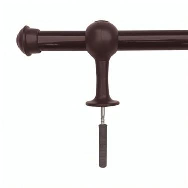 Imagem de Kit Varão de Madeira Simples 2,00m 19mm Branco Preto Tabalho Palha (Tabaco)