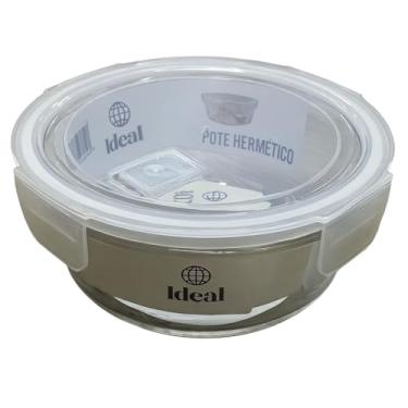 Imagem de Pote Hermético de Vidro, 980ml, Transparente, Tampa com Vedação de Silicone, 18cm Diâmetro, Redondo, para Armazenamento de Alimentos