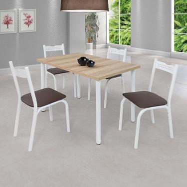 Imagem de Conjunto de Mesa Tampo Laminado com 4 Cadeiras Ana Pop Branco/Marrom