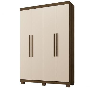 Imagem de Roupeiro Milão 4 Portas 3 Gavetas Benetil Imbuia-off White