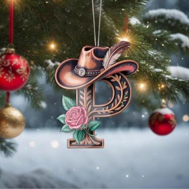 Imagem de Enfeites de Natal A-Z Cristal Pendurado, Enfeites de Árvore de Natal Artesanais com Letra P, Decoração de Carro e Casa - Presentes de Natal, Decoração de Artesanato Acrílico, Ideias de Troca de