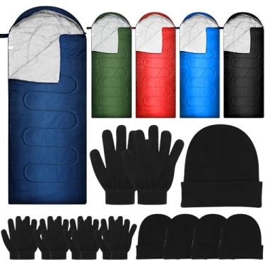 Imagem de Tranqun 15 sacos de dormir para adultos com luvas de gorros de inverno, forro de algodão, saco de dormir para acampamento, impermeável, quente, leve para mochilão, acampamento, ambientes internos e