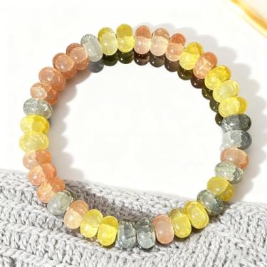 Imagem de Pulseiras elásticas com contas para mulheres, pedra do sol, pulseira de ágata cinza citrino para vitalidade joia presente perfeita para confiança, One Size, Pedra, Sem Pedra Preciosa