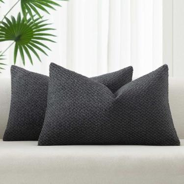 Imagem de JUSPURBET Conjunto de 2 capas de almofada lombar 30,5 x 50,8 cm, super macias, quentes, aconchegantes, com zíper oculto, casa de fazenda, boho, decoração boho, para sofá, cama, sala de estar, cinza