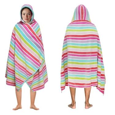 Imagem de COTTON CRAFT Toalha de praia com capuz – Toalha grande de 89 x 180 cm com capuz para adultos – Toalha felpuda 100% algodão aveludado – envoltório de banho de piscina 450 g/m² – Absorvente macio de