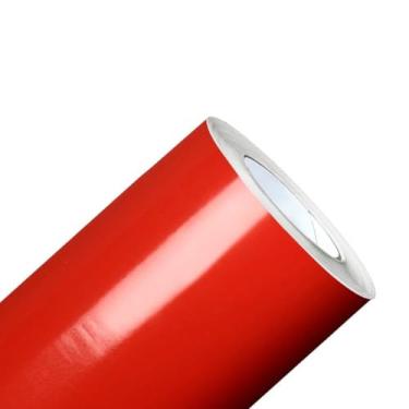 Imagem de Papel de Parede Adesivo Vermelho, Polipropileno de Vinil, 10 Metros x 45cm, Lavável, Fácil Aplicação