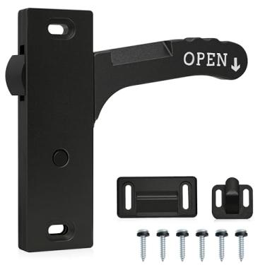 Imagem de JEINAPA Kit de substituição de maçaneta de porta de tela de trailer completo de alumínio para trailer, trailers e portas internas de motorhome (alça direita, preta)