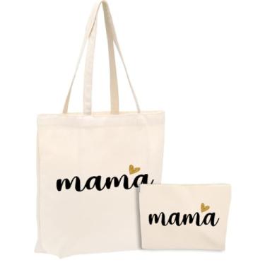 Imagem de Bolsa de lona para maquiagem para mamãe, 2 peças, presente para mamãe, aniversário, para mulheres, compras, trabalho, escritório, apreciação, dia das mães, Natal