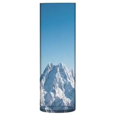 Imagem de JUZIHAI Vaso de flores Snowy Mountain com cilindro de plástico moderno de 9,9 cm x 30 cm para centro de mesa de casamento, decoração de casa