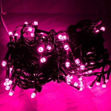 Imagem de Pisca Cordão Varal Natal 100 Lâmpadas LEDs Rosa 220v 10m