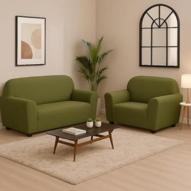 Imagem de Kit Capa de Sofá 2 e 3 Lugares em Malha Spandex – Capa Coladinha King em Malha Gel Protetora (VERDE)