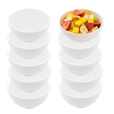 Imagem de Jogo 10 Bowl De Porcelana Tigela Caldo Sopa Porções Branco Clean 330ml Lyor