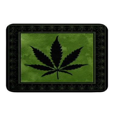 Imagem de Tapete absorvente de folhas de maconha com folhas de maconha, verde, antiderrapante, tapete de banheiro de microfibra, folhas de cannabis, para galhos de folhas, banheiro, chão, capacho interno, decoração de quarto, 40,64 cm x 61 cm