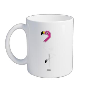 Imagem de Caneca Xícara de Café Porcelana 300ml Com Desenho Vetorial Flamingo Rosa