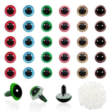 Imagem de TOAOB 72 peças 10 mm multicoloridos olhos de segurança para crochê artesanato bichos de pelúcia olhos com arruelas para fazer bonecas amigurumis ursinhos crochê