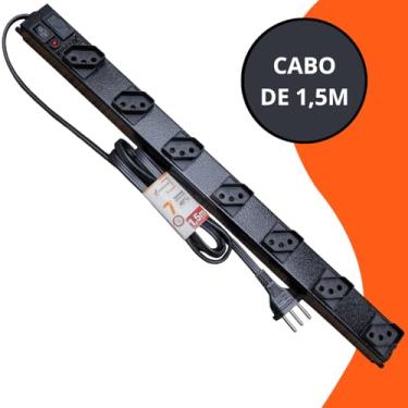 Imagem de Filtro De Linha 7 Tomadas Espaçadas Cabo De 1.5 Metros Metálico Extensão Régua Protetor Energia Elétrica Profissional Com Fusível Bivolt 110 127 220 Fiolux Powerlink 110V 127V 220V Corpo em Metal 1,5M