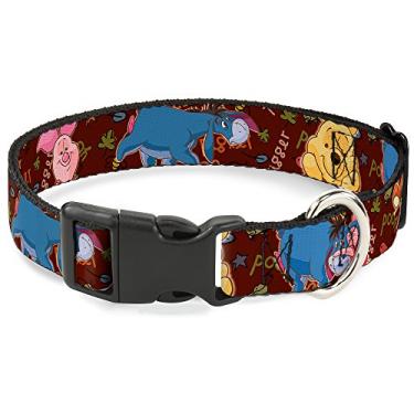Imagem de Buckle-Down Gola com clipe de plástico – poses do personagem Ursinho Pooh – 2,5 cm de largura – serve para pescoço de 38 a 66 cm – Grande